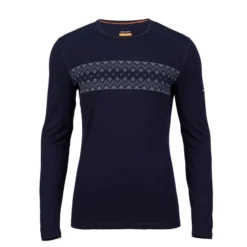 Icebreaker M MERINO 200 OASIS LS CREWE FIRST SNOW STRI Herren Funktionsshirt MIDNIGHT NAVY