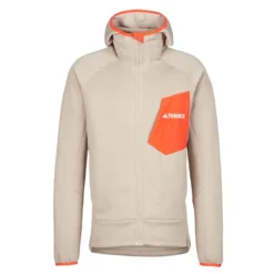 Adidas TERREX XPERIOR MEDIUM FLEECE HODDED JACKET Herren Fleecejacke WONDER BEIGE/SEMI IMPACT ORANG